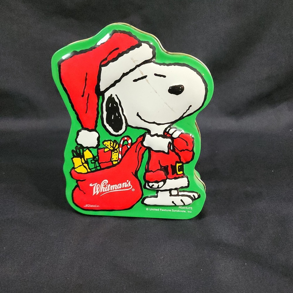 Whitman's 1999 Peanuts SNOOPY CHRISTMAS‎ SANTA Tin Container Schultz candy